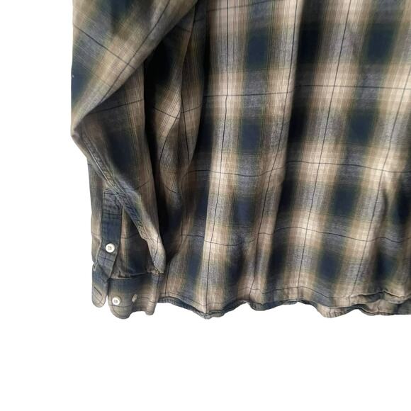 Panhandle Powder River Outfitters Size XL Cotton Green Plaid Flannel Button Up - Picture 6 of 8
